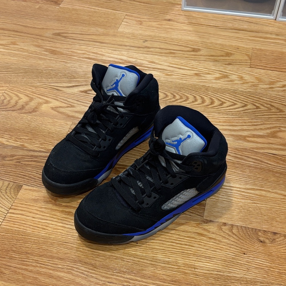 Jordan 5s Razer Blue - Black and Blue High-Top Sneakers